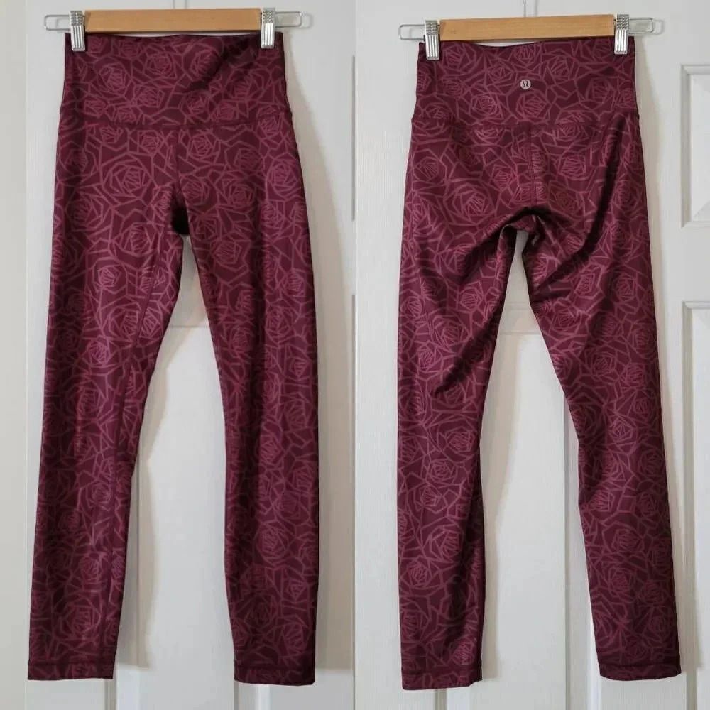 Lululemon High Times Pant/Leggings in Posey Rose Burgundy leggings 4